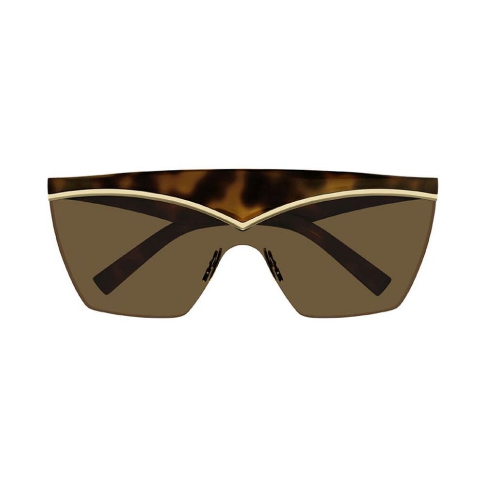 NEW SL614 MASK 002 SAINT LAURENT SUNGLASSES HAVANA WOMEN SHIELD SL 614 MASK 002 - Picture 3 of 4